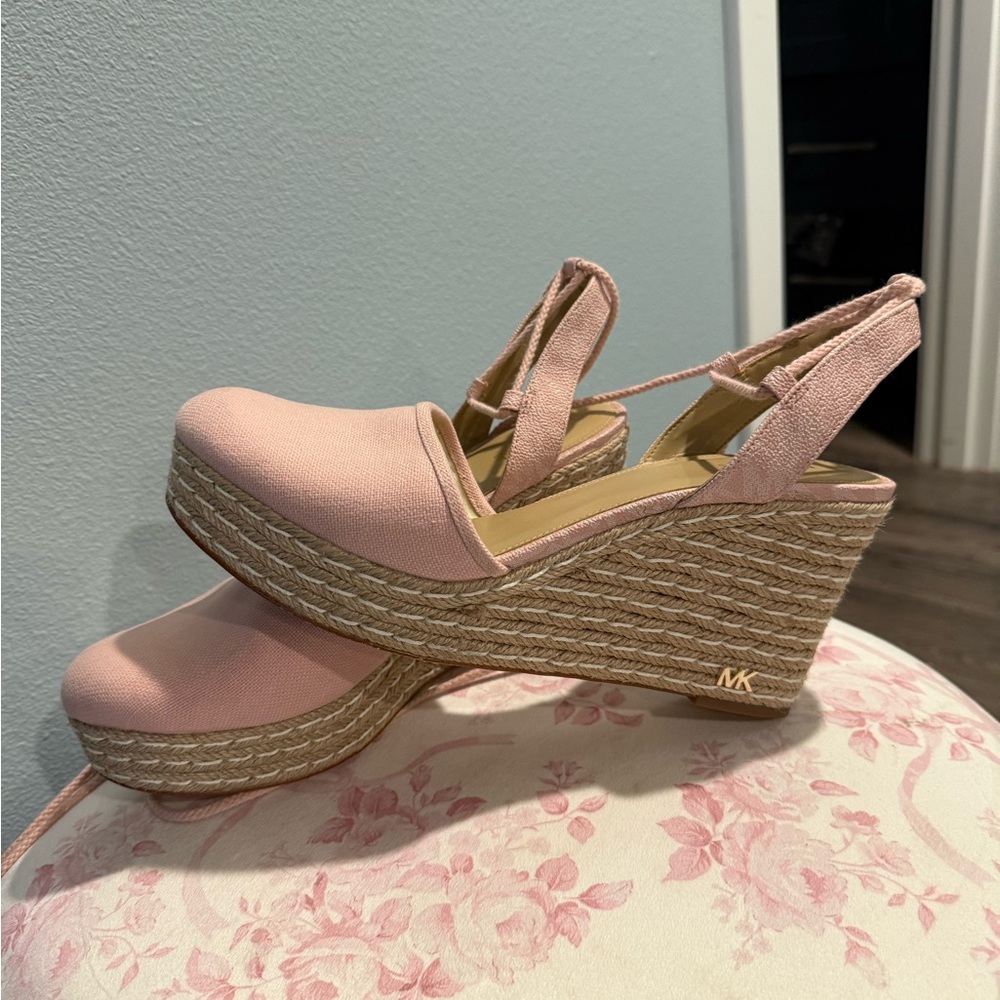 Michael Kors Blush Pink Wedge Espadrilles